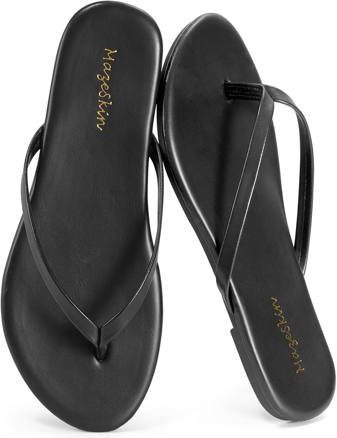mazeskin Women’s Memory Foam Comfortable Flat Thong Sandals Dressy Summer Beach Leather Slide Flip Flops mazeskin Women’s Memory Foam Comfortable Flat Thong Sandals Dressy Summer Beach Leather Slide Flip Flops