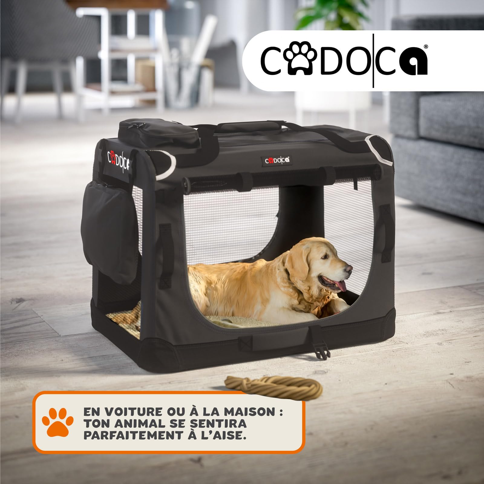 CADOCA® Cage de Transport XL Anthracite pour Animaux Chien Chat Rongeur Respirant Pliable Sac de Transport Matelas Douillet