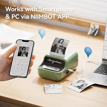 NIIMBOT B21 Pro Etiket Yapıcı Makine, Termal Etiket Yazıcısı, Ev/Ofis/İş için Taşınabilir Mürekkepsiz Etiket Yapıcıları, 1 Paket 50x30mm Beyaz Etiket ile, iOS ve Android ile Uyumlu, (Yeşil)