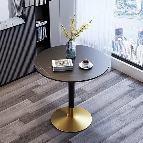 Mesa auxiliar de mármol, mesas auxiliares redondas de oficina con base de metal, mesa auxiliar de sofá de mármol para sala de estar, sala de