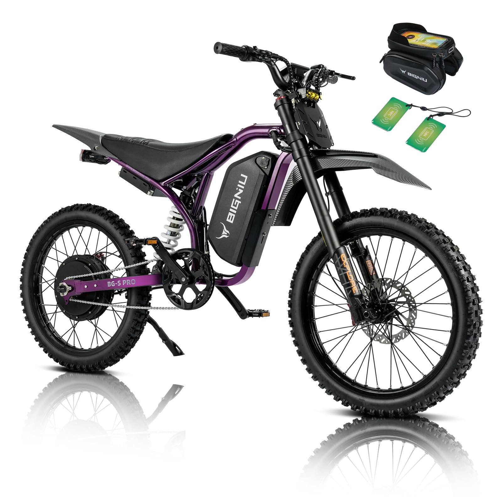 BIGNIU Electric Dirt Bike, Electric Bike for Adults with 5000W Peak Motor, 60V 32Ah Batte…