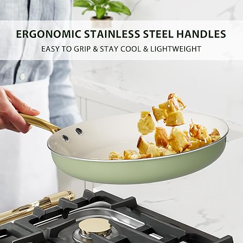 Miniatura 5 de VONIKI - Juego de ollas y sartenes antiadherentes, juego de utensilios de cocina de cerámica con utensilios de cocina, juegos de utensilios de