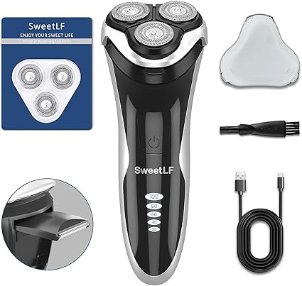 SweetLF 3D Rechargeable IPX7 Waterproof Electric Shaver Wet and Dry Men's Rotary Shavers