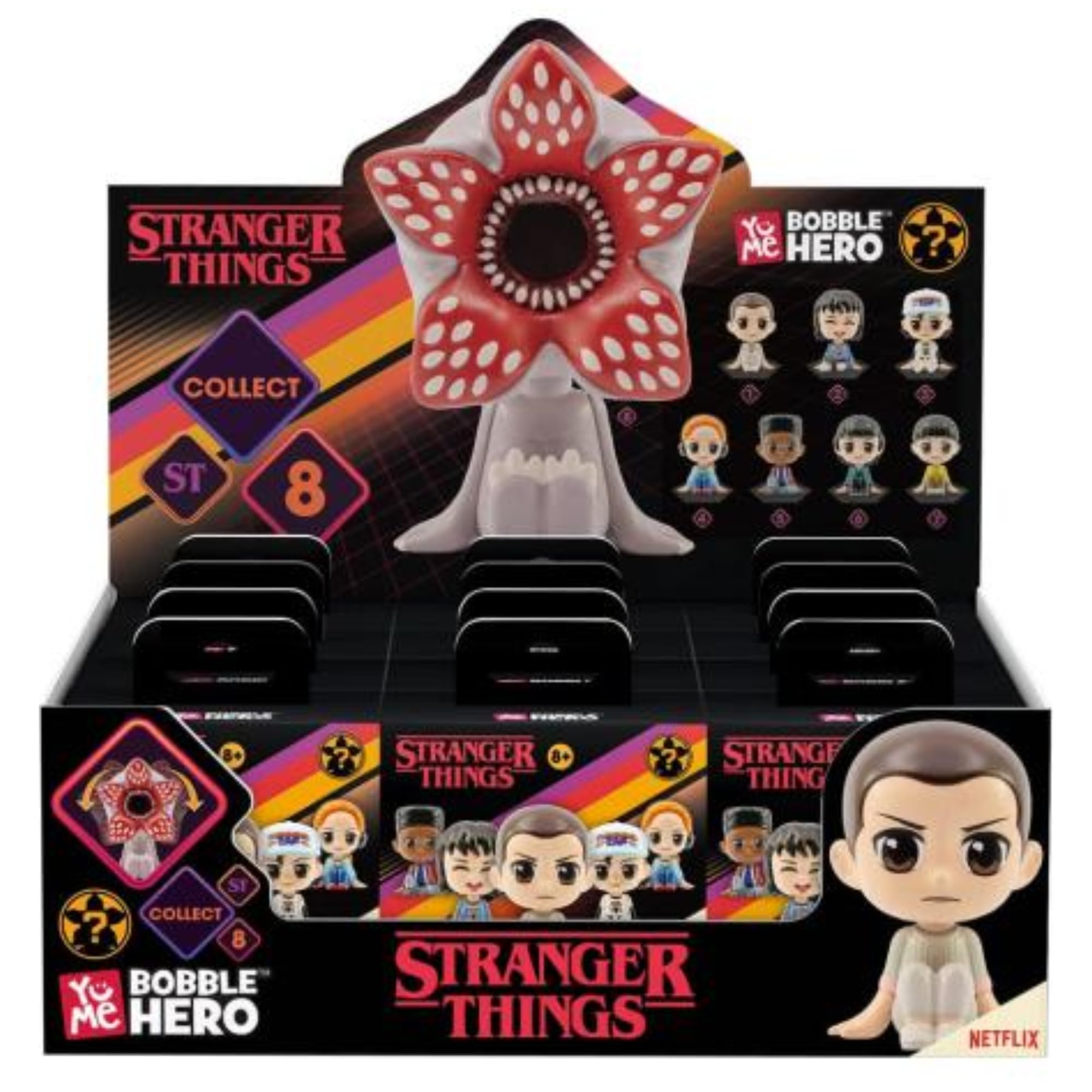 YuMe Stranger Things Blind Bag/Box Figurines, Bobbleheads & Squishme's - (Bobble Hero Blind Box - 4 Pack Set 1)