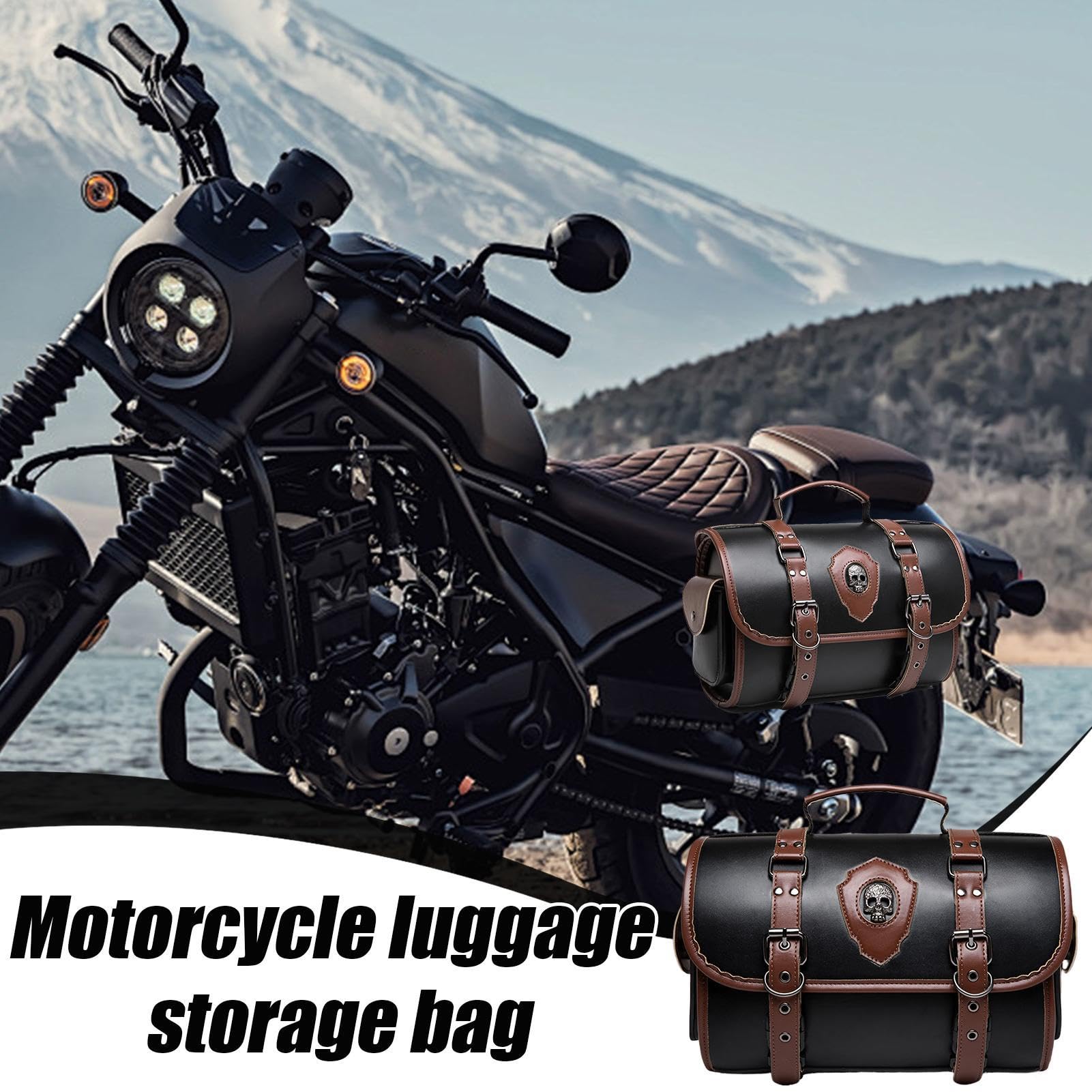 Sac à Outils pour Moto Outil De Rangement Multi-en Cuir PU Design Vintage | Outil Accessoires Moto Pour Siège Arrière Et Cadre Latéral, Équipement D'Entretien Et Fournitures Quotidiennes Pour