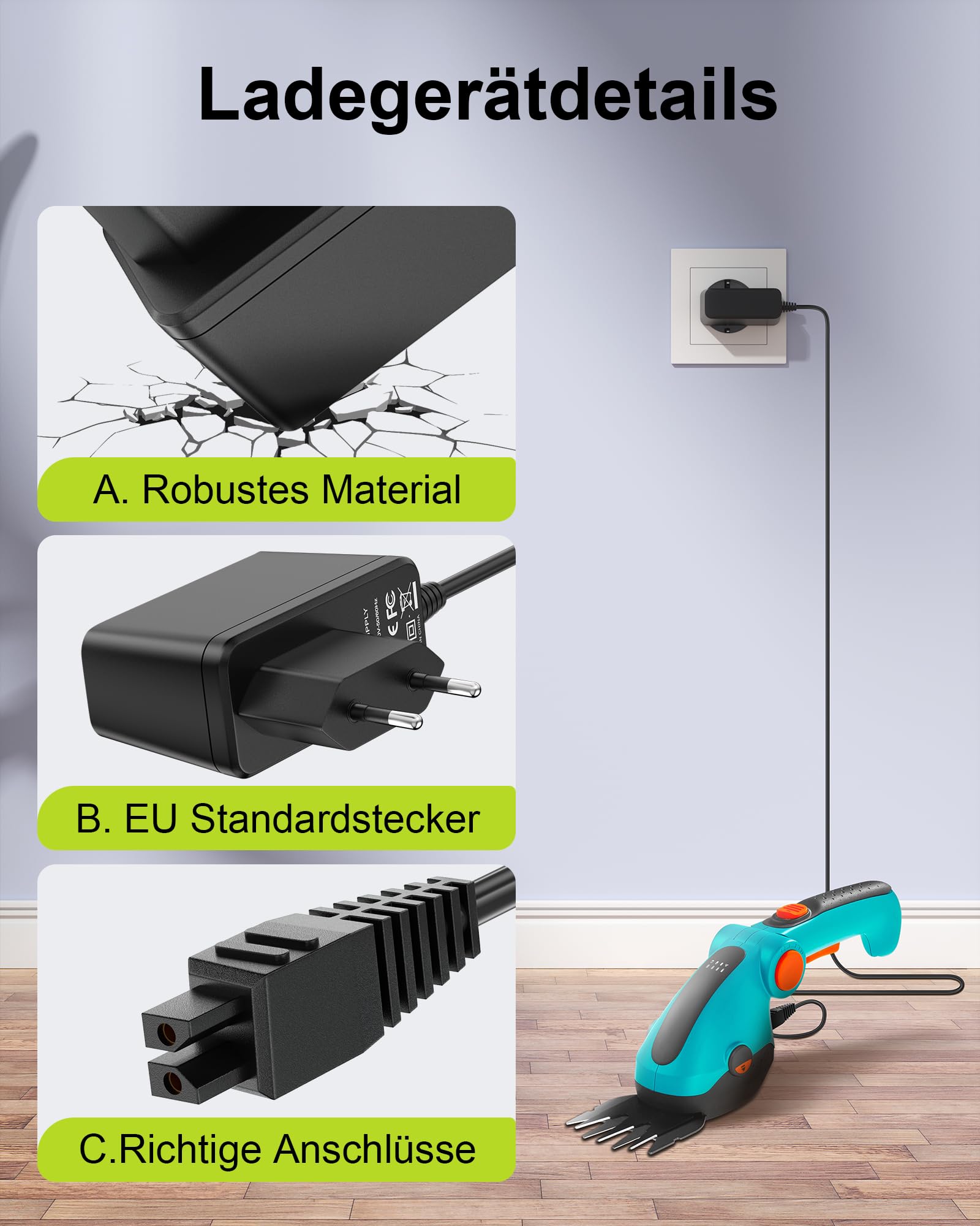 Cavo di ricarica compatibile con Gardena 9853 9854 9855 per tosaerba Gardena ClassicCut Li, alimentatore di rete da 5,5 V con cavo da 1,8 m
