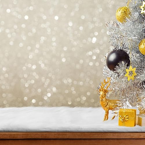 Miniatura 4 de Moukeren Camino de mesa largo de piel sintética de 13.78 x 47.24 pulgadas, tapete de felpa de lujo navideño para invierno, pieza central decorativa