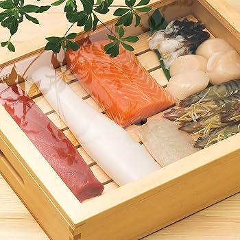 No1931【保冷剤付き】 寿司ネタケース ネタ箱　目皿・アクリル蓋付【手作り】 No1931【保冷剤付き】 寿司ネタケース ネタ箱 目皿・アクリル蓋