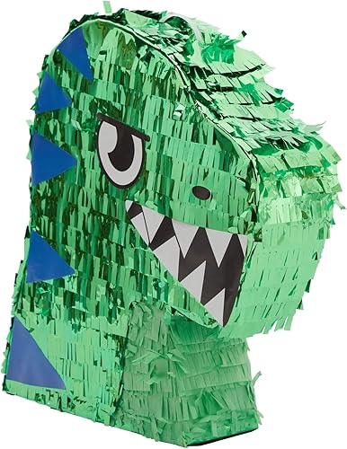 Miniatura 1 de Piñata de dinosaurio para cumpleaños de niños, suministros de fiesta temática de T-Rex, decoraciones de dinosaurios de aluminio verde (pequeño, 11.7