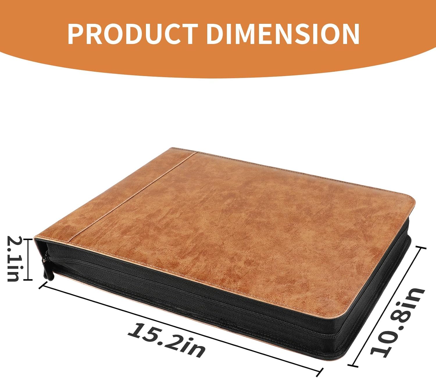 Smarpau Business Checkbook Binder 7 Ring, PU Leather Check Binder Holds 600 Checks Capacity, Executive Office Business Checkbook with Zipper Pouch for 9 × 13 Inch Sheets, Brown