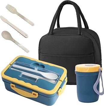 Bento Boxes for Adults - 1200 ML Bento Lunch Box Container For Men/Women with 3 Compartments Dark Green
