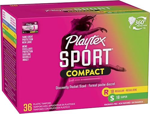 Miniatura 13 de Playtex Tampones compactos deportivos, paquete múltiple regular y súper absorbente, 36 unidades (paquete de 1)