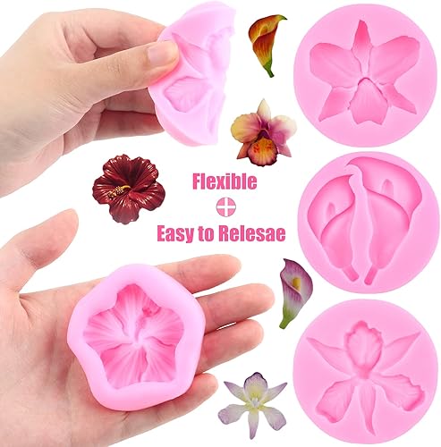 Miniatura 2 de ZiXiang Moldes de silicona de flores de hibisco, moldes de fondant, moldes de flores de Plumeria, moldes de flores de cerezo para decoración de