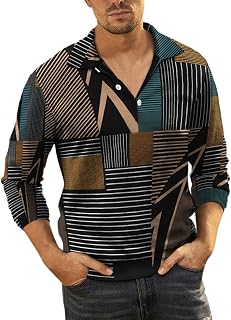 Men's Sport Tech Long Sleeve Polo Golf Shirt Classic Long Sleeve T Shirt Mens Colorblock Plain Golf Shirts Mens UK Vacation New Year Shrink-Less Men's Polo Shirts