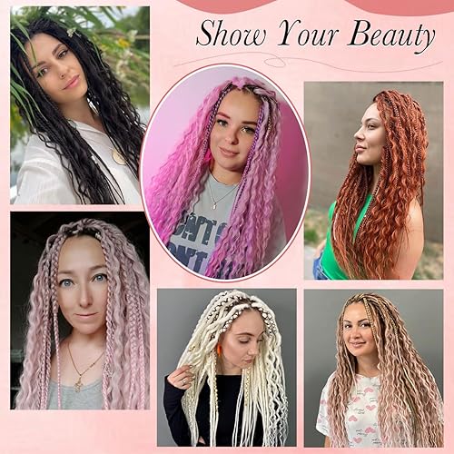 Miniatura 7 de Extensiones de rastas rubias 613 de 30 pulgadas, 20 hebras, rastas sintéticas de un solo extremo, finas y suaves, extensiones de rastas de ganchillo