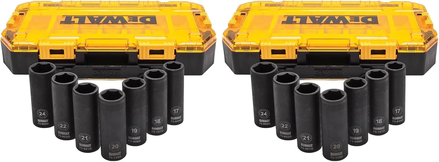 DEWALT DWMT74737 Tough Box 7PC mm 1/2 Deep Drive Impact Socket Set