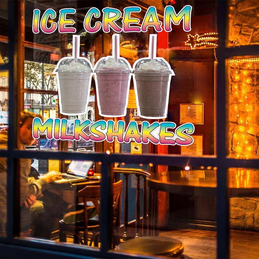 Die-Cut Sticker Multiple Sizes Ice Cream Milk Shekes Retail Ice Cream Milk Shakes Indoor Decal Concession Sign Brown 24in Longest Side