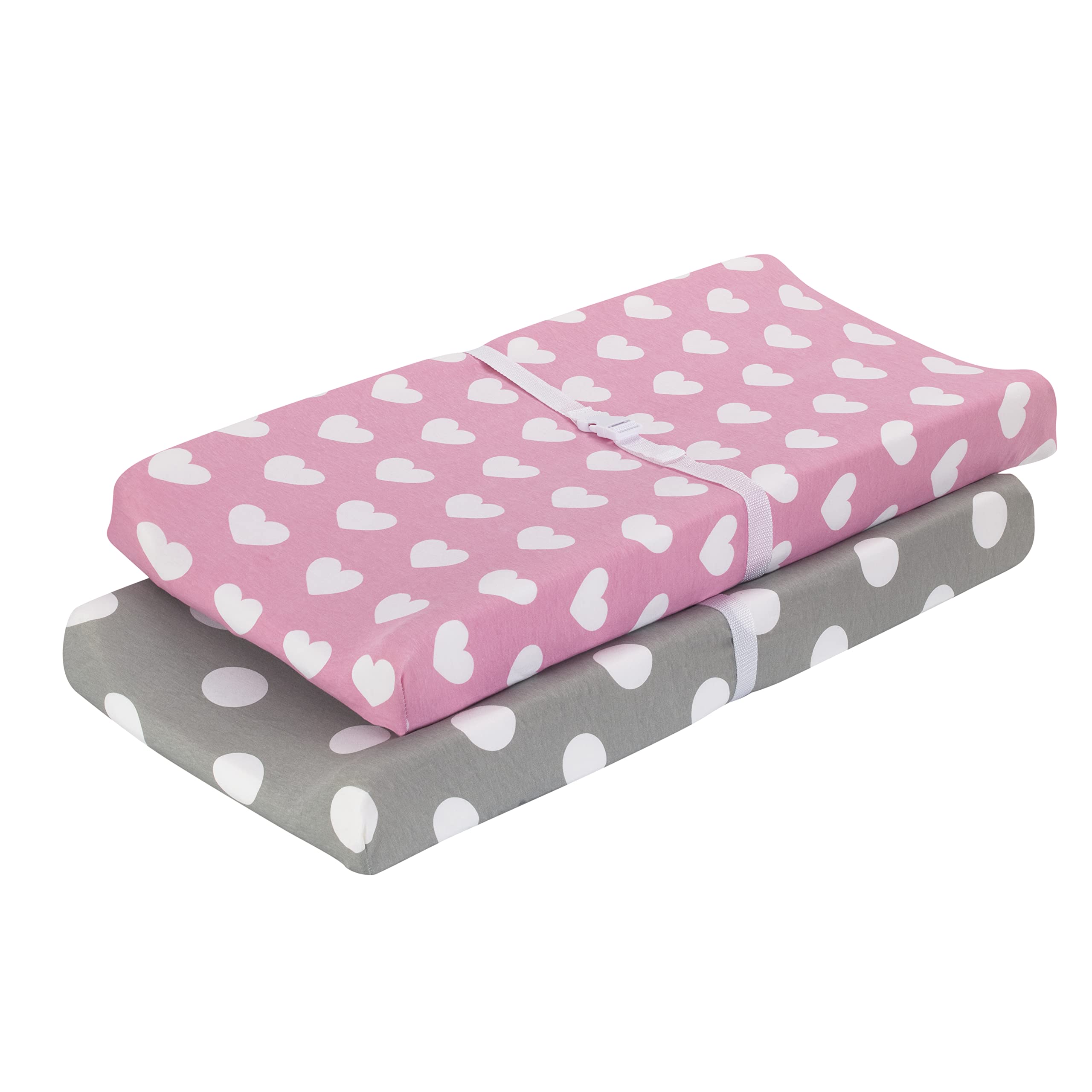 EVERYDAY KIDS 2 Pack Baby Changing Pad Covers for Baby Girl – Fits Most Changing Table Pads; 100% Cotton Jersey Knit, Breathable, Soft Changing Table