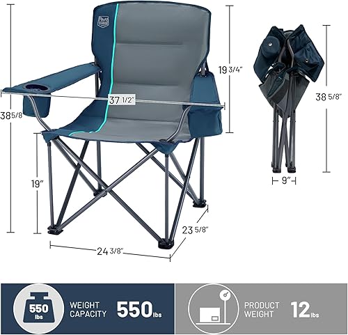 Miniatura 3 de Timber Ridge Silla de campamento plegable de gran tamaño de 550 libras para adultos, silla de exterior resistente con soporte para tazas, bolsillo