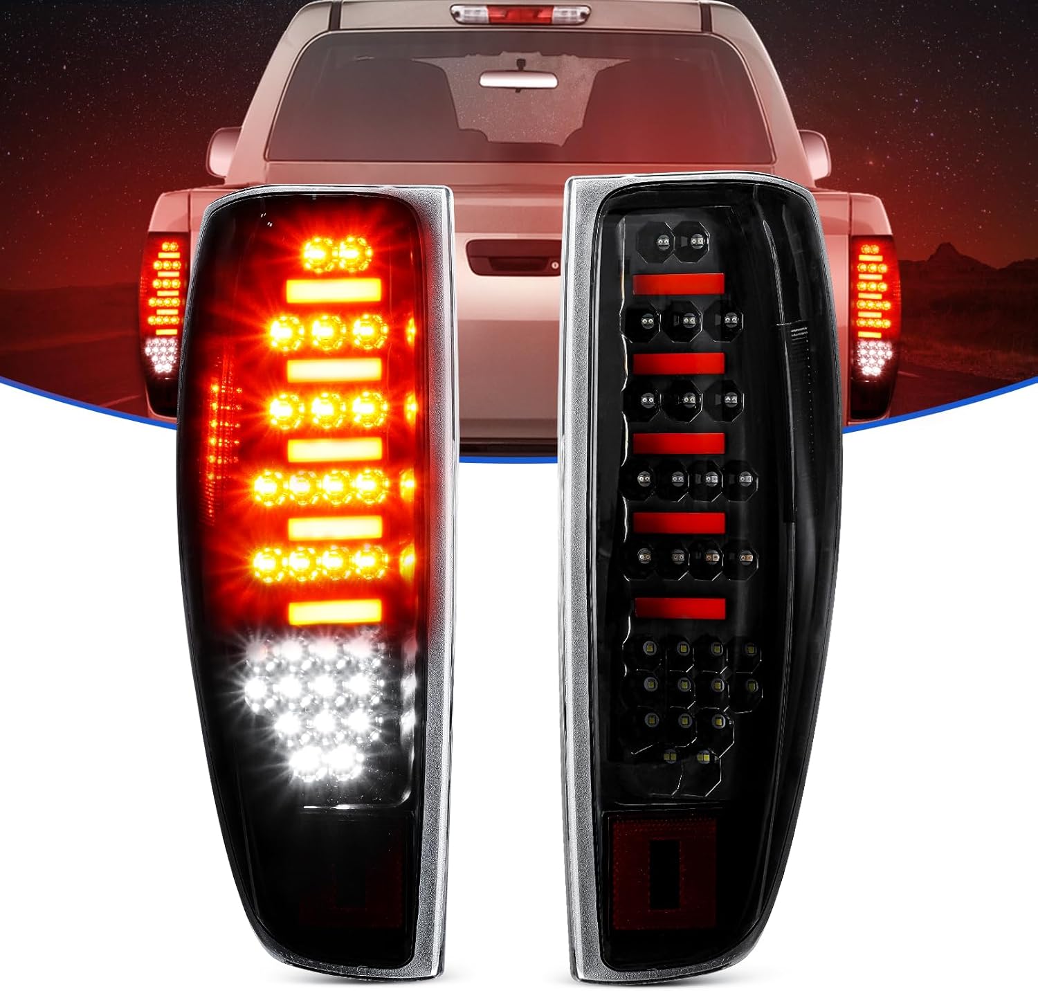 LED Tail Light Fit for Chevy Colorado/for GMC Canyon 2004-2012, Rear Brake Lamp Taillight Assembly, Black Housing Clear Lens