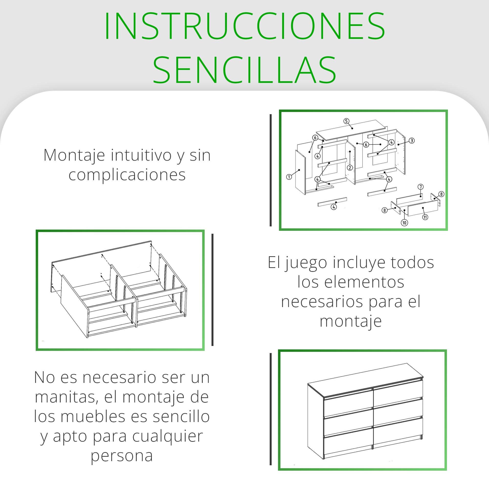 CDF Cómoda 6 Cajones Cajonera Dormitorios Comoda Moderna de Dormitorio Sinfonier Cómoda de Noche Armario de Almacenamiento, Mueble para Ropa - Placa laminada 16 mm Negro 30x120x75 cm
