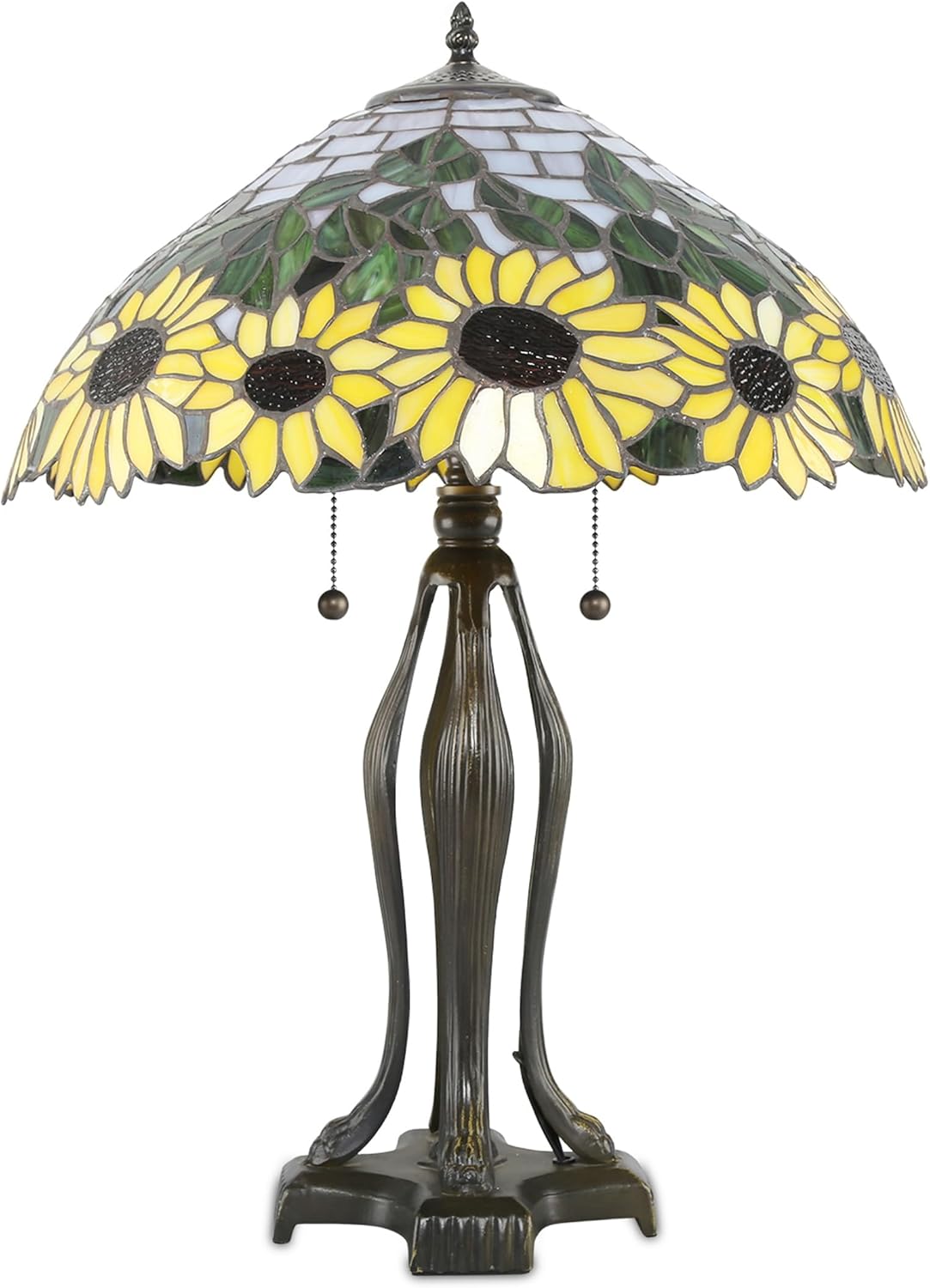 Serena D'italia Tiffany Table Lamp - Sunflower Antique Desk Nightstand - Yellow Glass Nightstand Lamp - 25-inch Tall Stained Glass Lamp