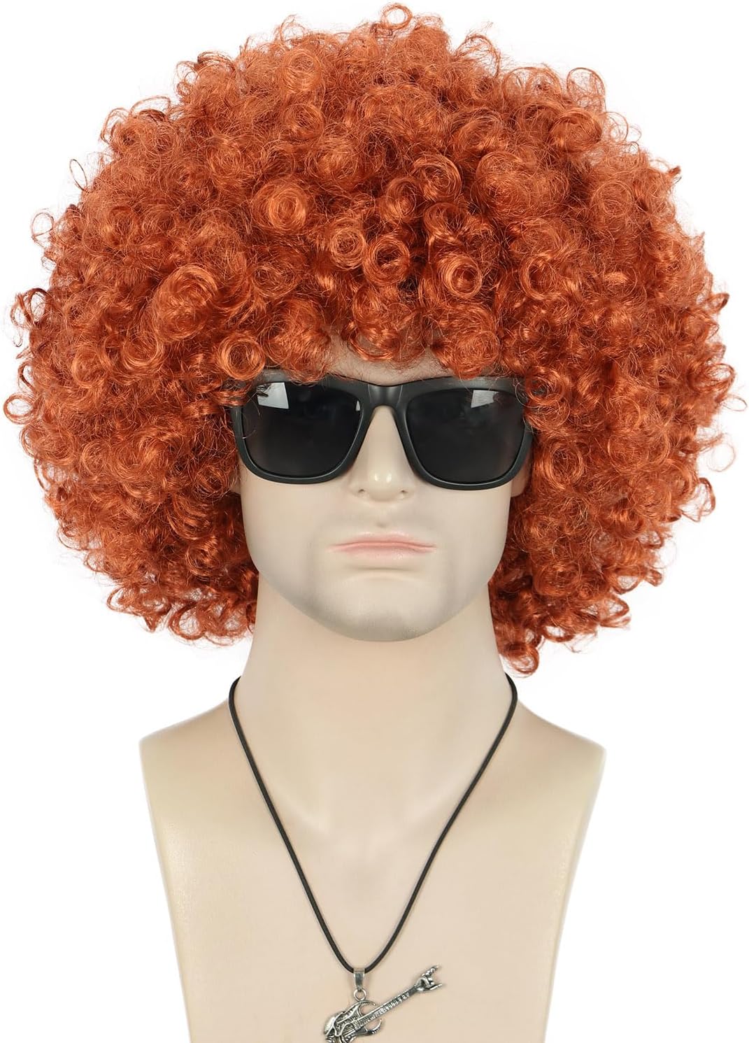 Adult Unisex 60s 70s 80s Short Orange Curly Afro Synthetic Disco Rocker Hippies Hair California Halloween Cosplay Anime Costume Wig (Orange)