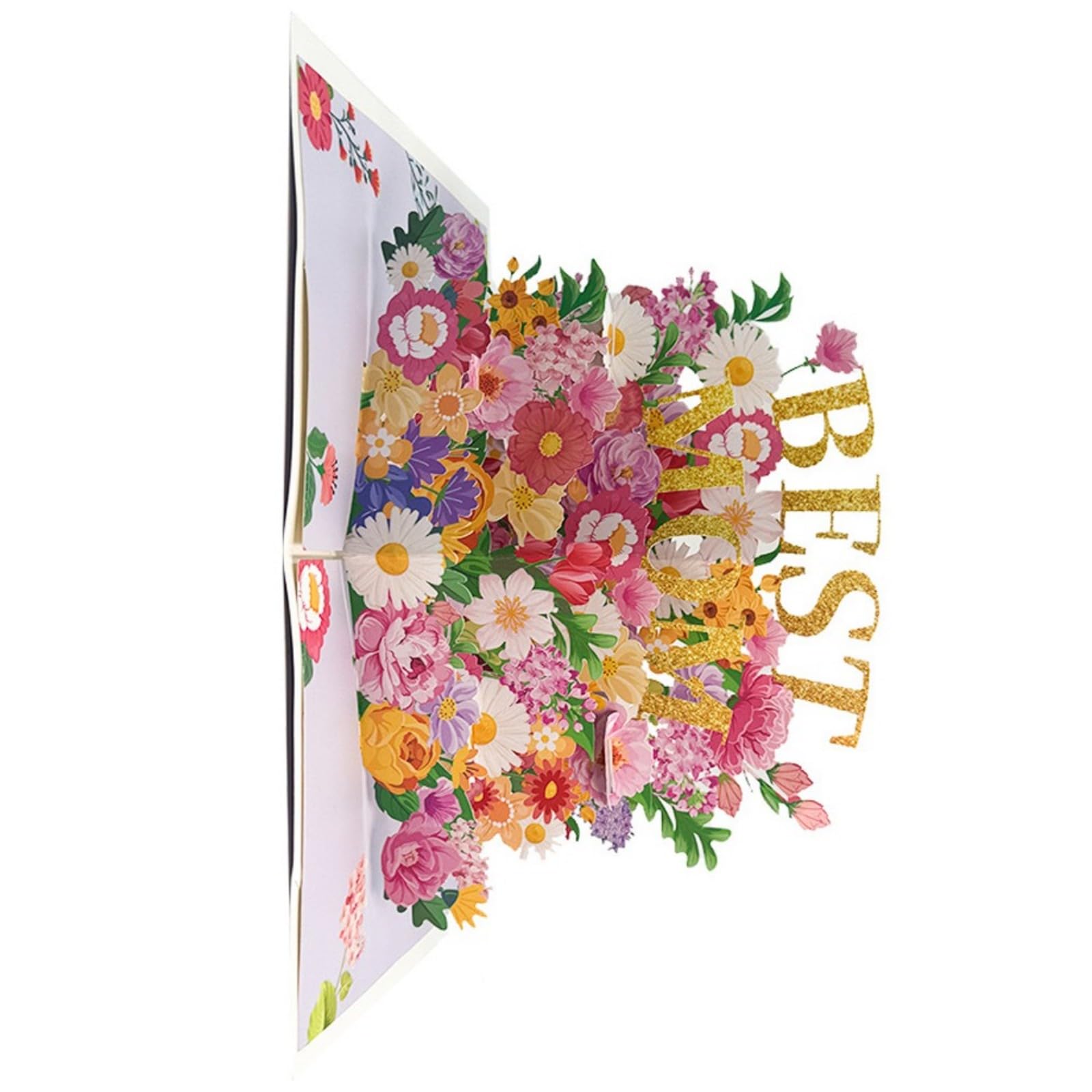 Tsophreniq Day Greeting Card, Elegant Foldable Greeting Card, 3D Popup Flowers Gifts for Mom Women Present Foldable Paper Blessing Cards