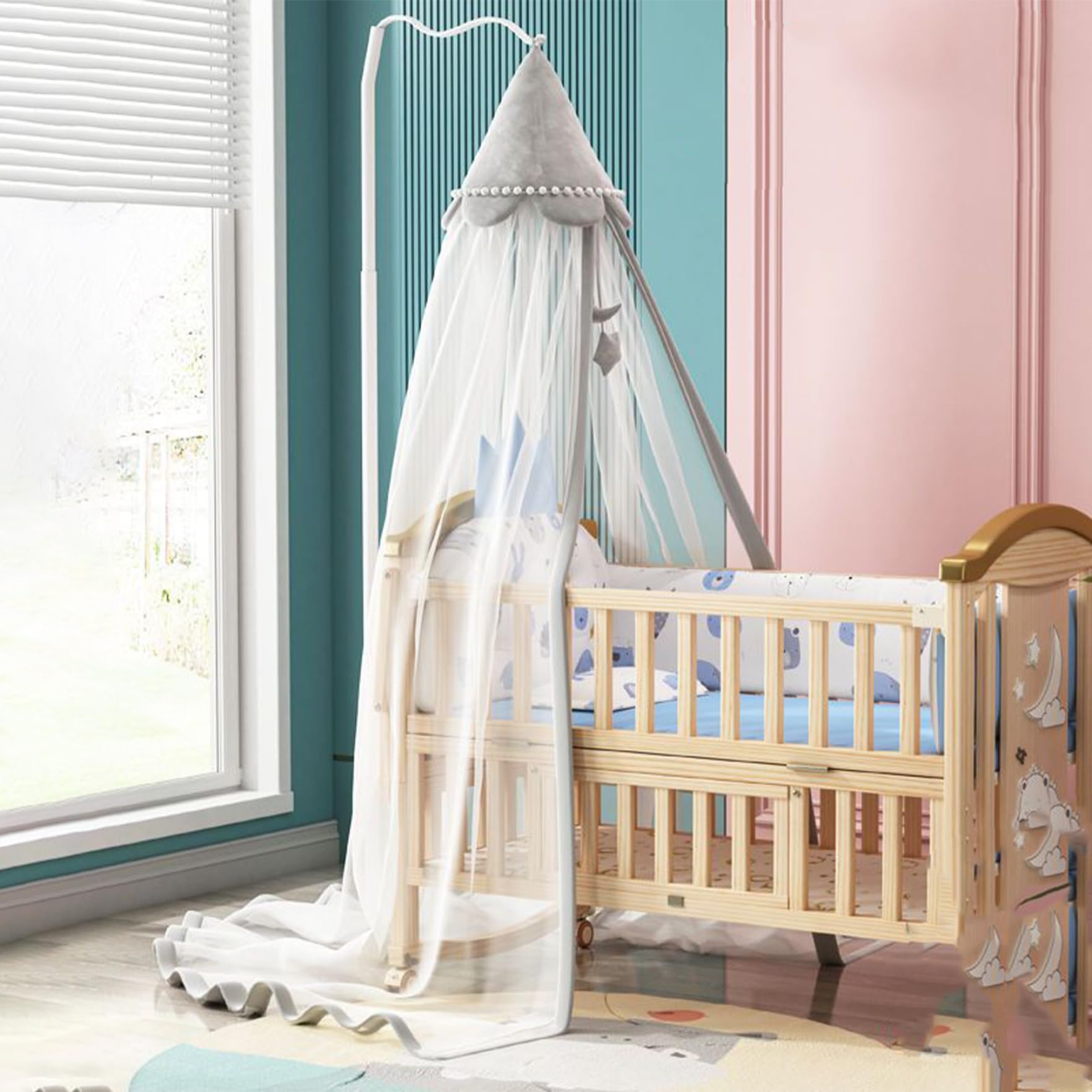 Ciel De Lit Crib Canopy Hanging Fine Mesh Dome-Shape Crib Net To Keep
