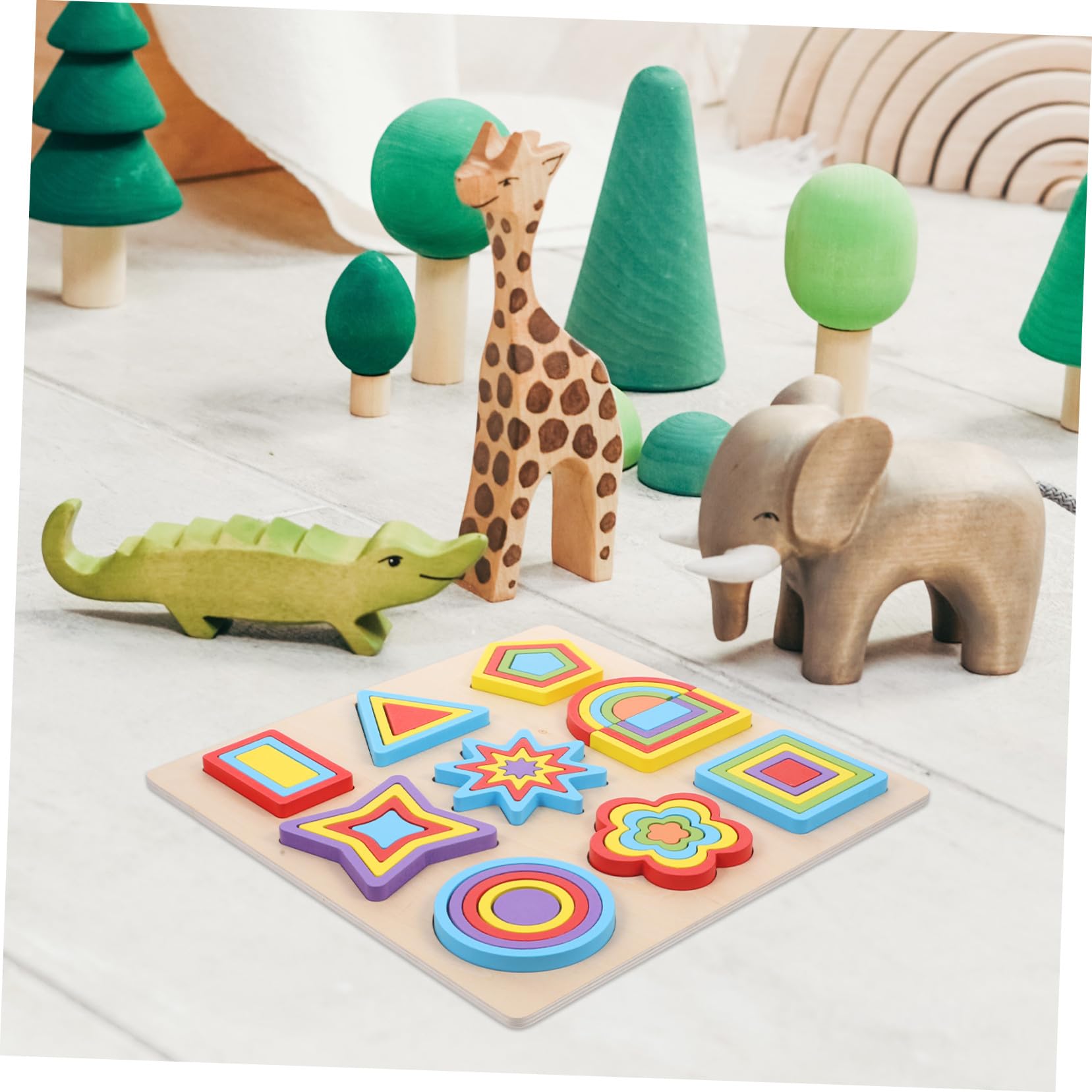 Montessori Bloques de Madera Educativos para Rompecabezas de Formas Geométricas de Construcción para Desarrollo Cognitivo y Coordinación Mano Portátil para Bebés y Pequeños
