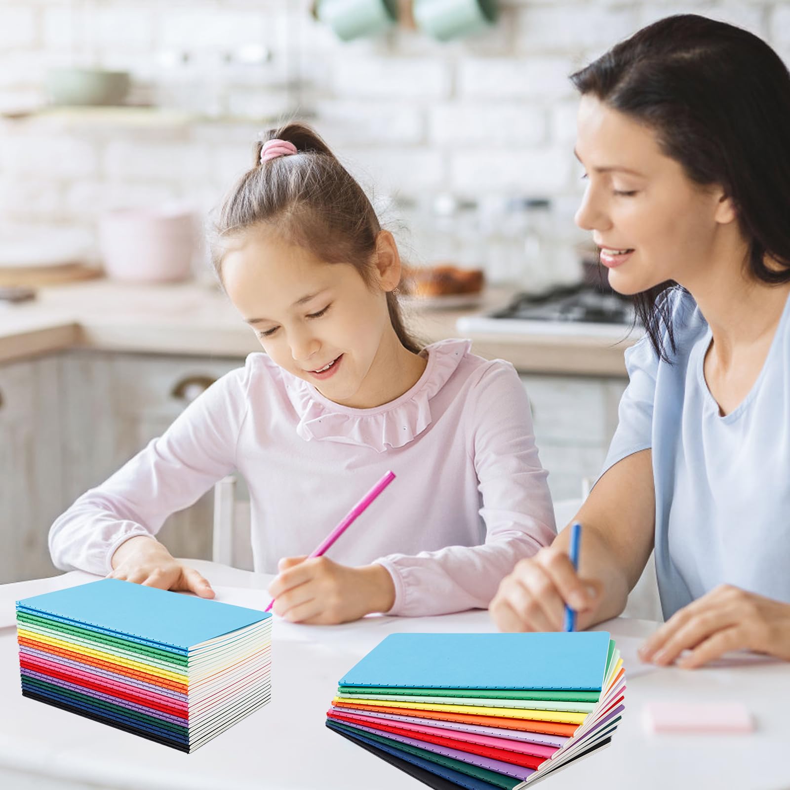 Confezione da 24 quaderni a righe, piccoli diari a righe, formato A5, 14 x 21,1 cm, 60 pagine/30 fogli, diari di viaggio per scrivere forniture per ufficio (12 colori)