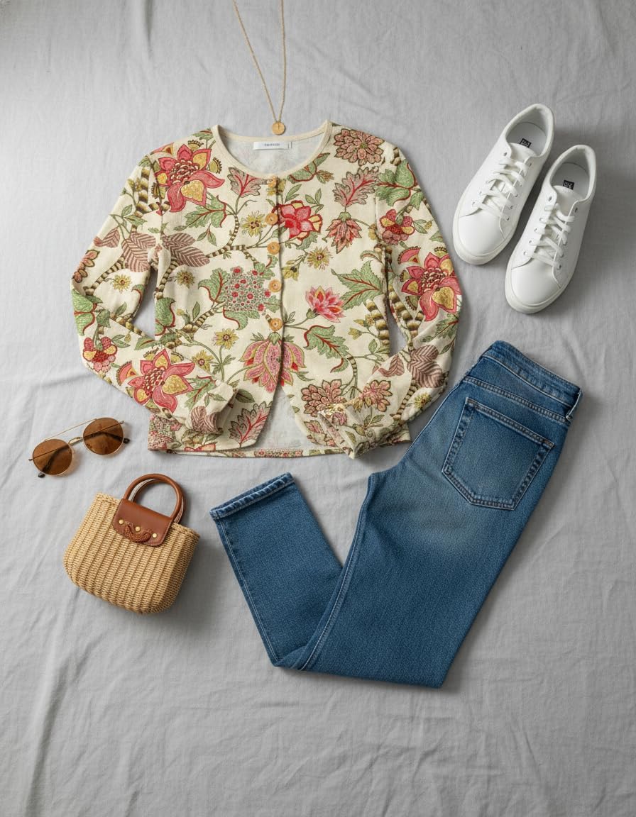 Women's Unique Aztec Pattern Print Sweatshirt, Multicolor Tribal Design Crew Neck Button-Down Cardigan for Daily Wear - Image 6