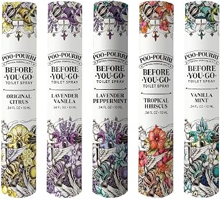Poo-Pourri In A Pinch Variety 5-Pack Toilet Spray | TSA-Approved Travel Odor Eliminator, Essential Oils, 20 Uses Each