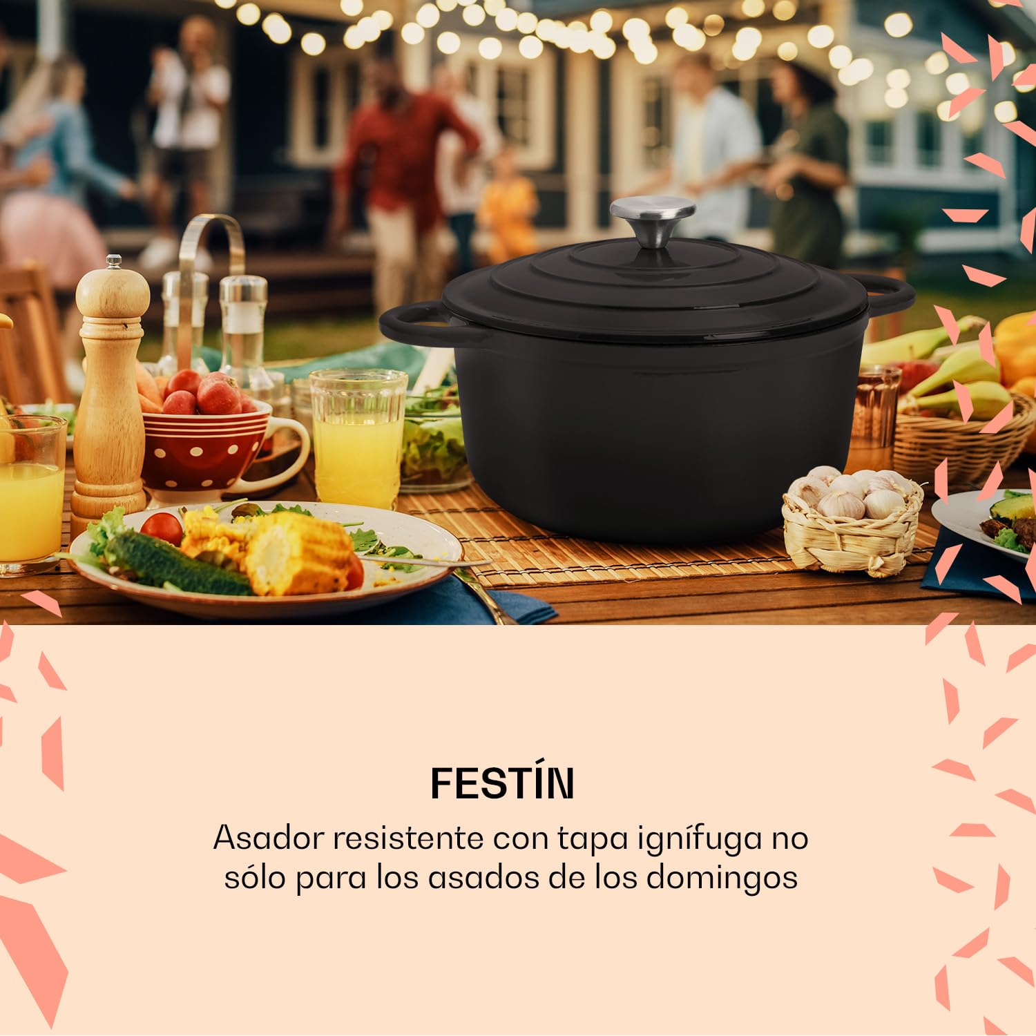 Toci Cazuela Hierro Fundido con Tapa y Capacidad 5,5L, Olla Hierro Fundido Esmaltada a Prueba de Fugas, Ollas Horno Pequeñas de Inducción, Dutch Oven Cacerola Apta para Lavavajillas, Hornos Holandeses