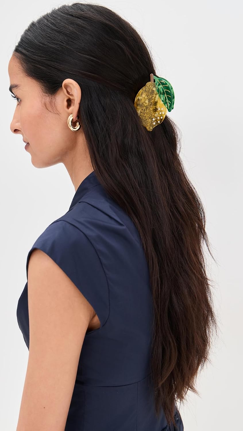 ADINA EDEN Women's Rhinestone Accented Lemon Claw Clip, Yellow, One Size