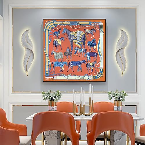 Miniatura 5 de Lámpara de pared de plumas moderna LED regulable con diseño de plumas blancas elegante 3000 K-6000 K, lámpara de pared LED vintage para dormitorio,