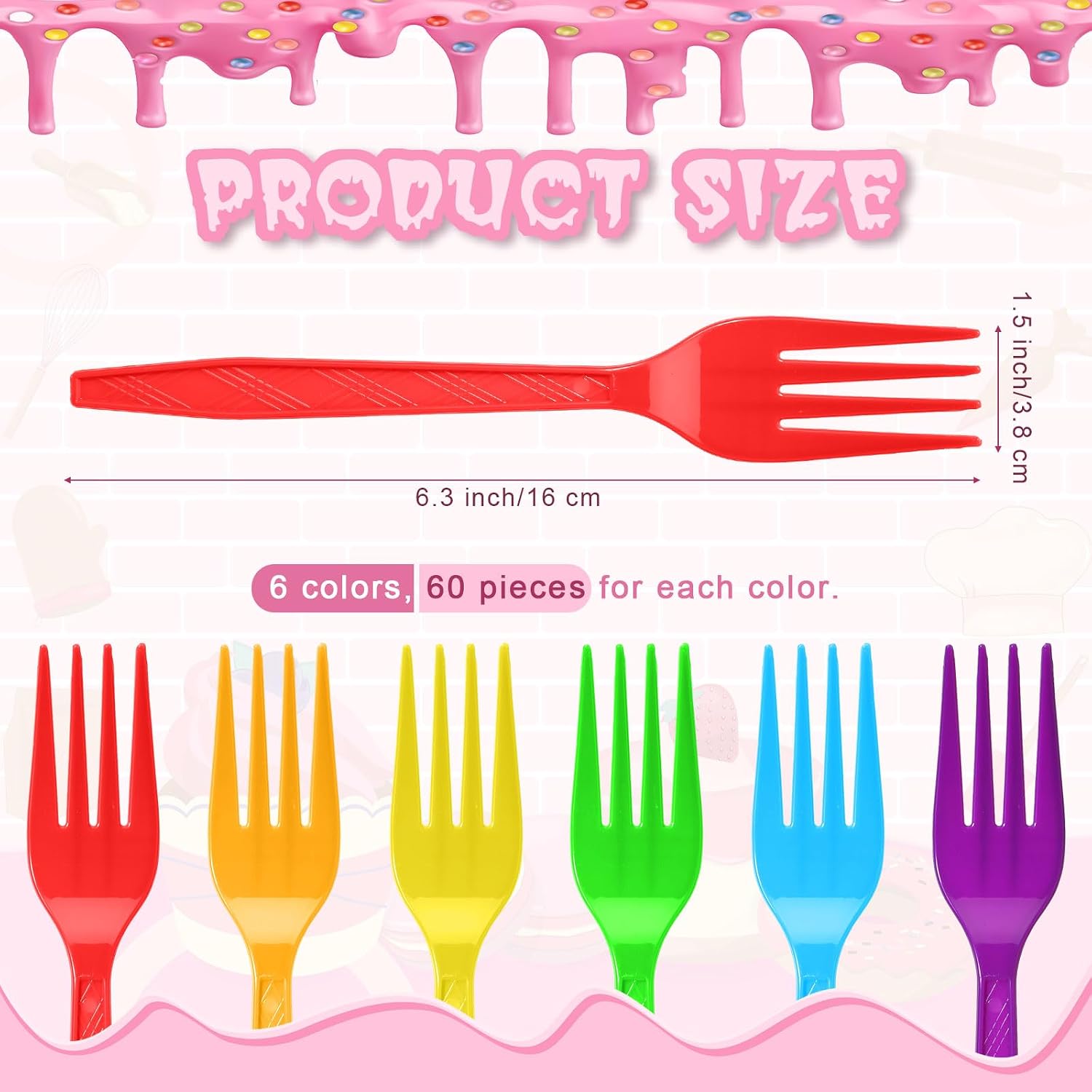 Tioncy 360 Pcs Rainbow Plastic Forks Bulk Disposable Neon Party Forks Colorful Plastic Silverware for Summer Party Picnics Camping Restaurant Outdoor(Rose Red,Orange,Yellow,Green)