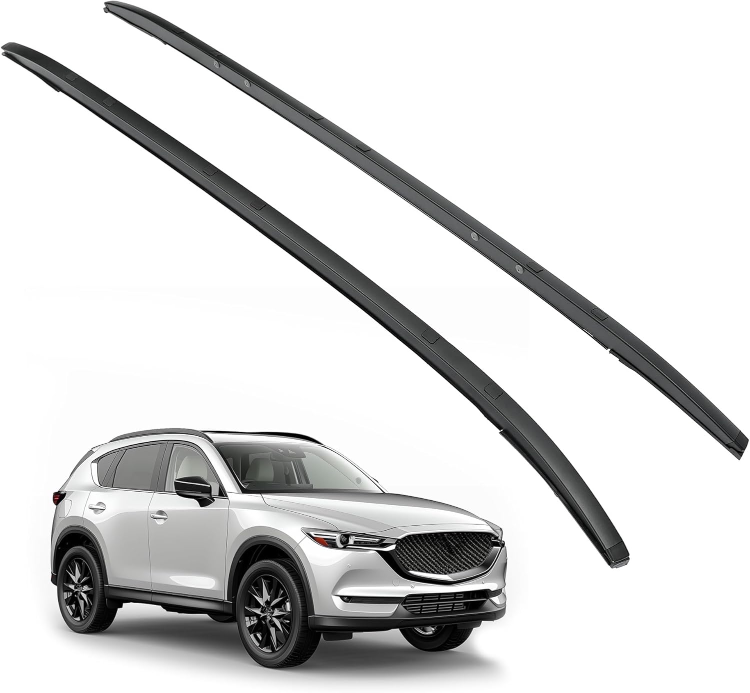 ALMULOO Roof Rack Side Rail Compatible with 2017-2024 Mazda CX-5 165LBS Aluminum Plastic Black