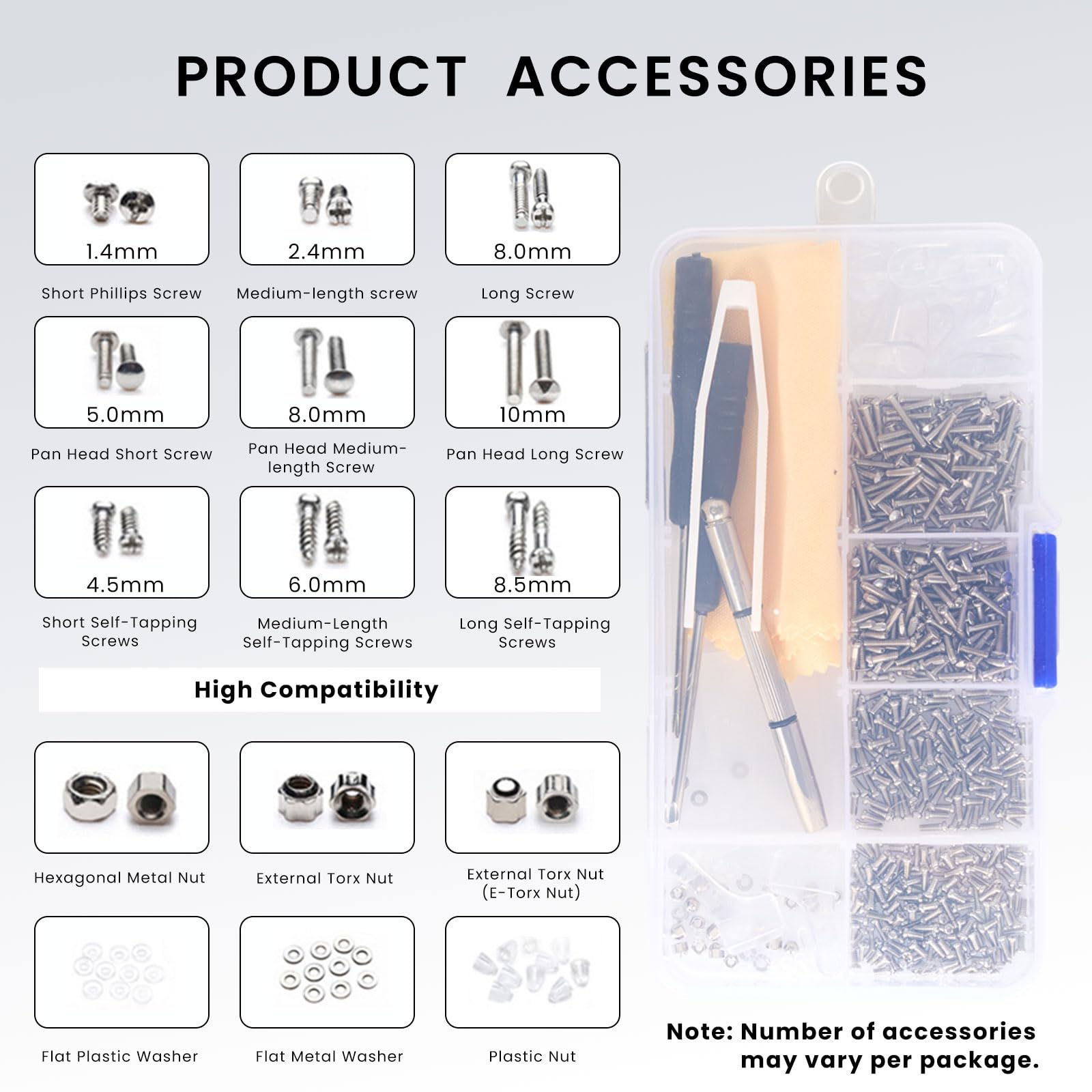 Juego de destornilladores de precisión, kit de reparación de gafas con destornilladores de estilo 10/almohadillas de nariz/destornilladores portátiles 4 en 1/gancho para oreja/pinzas para gafas