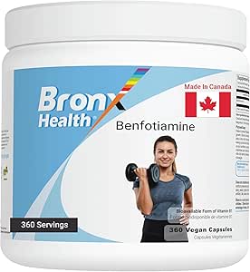 BRONX Benfotiamine 100mg - 360 Vegan Capsules | Value Pack | Bioavailable Form of Vitamin B1 | Nerve Support Supplement | Powder Pills | Bulk Supplement