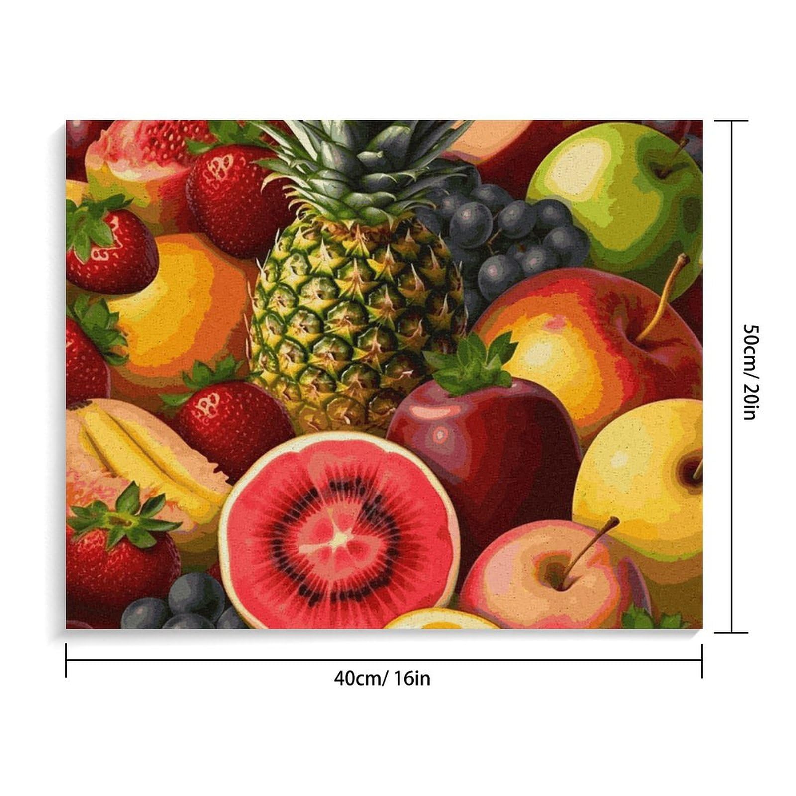 BVNMT Malen nach Zahlen, Ölgemälde zum Selbermachen, Motiv: frische saftige Früchte, bedrucktes Leinwand-Ölgemälde mit Rahmen, 40,6 x 30,5 cm, für Erwachsene, Anfänger, Malen nach Zahlen, für