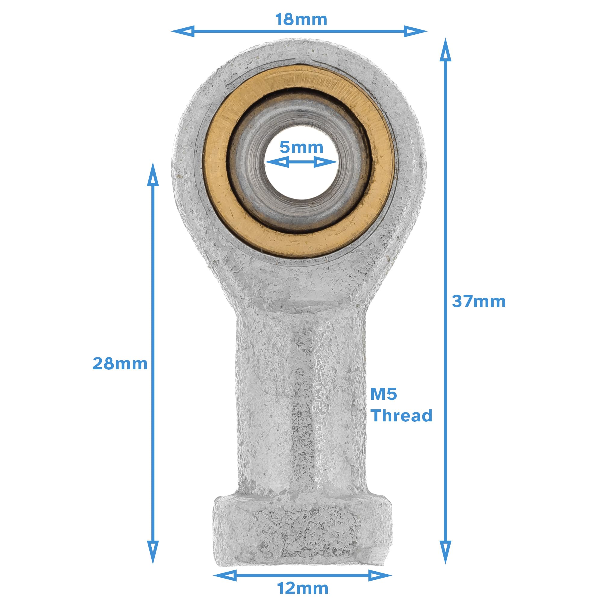 HALLMERS 5mm Bore M5 Female Left Hand Thread Rod End Bearing Metric Rose Joint - Heim Spherical Swivel Threaded Shaft Eye Hardware Steering Control Linkage
