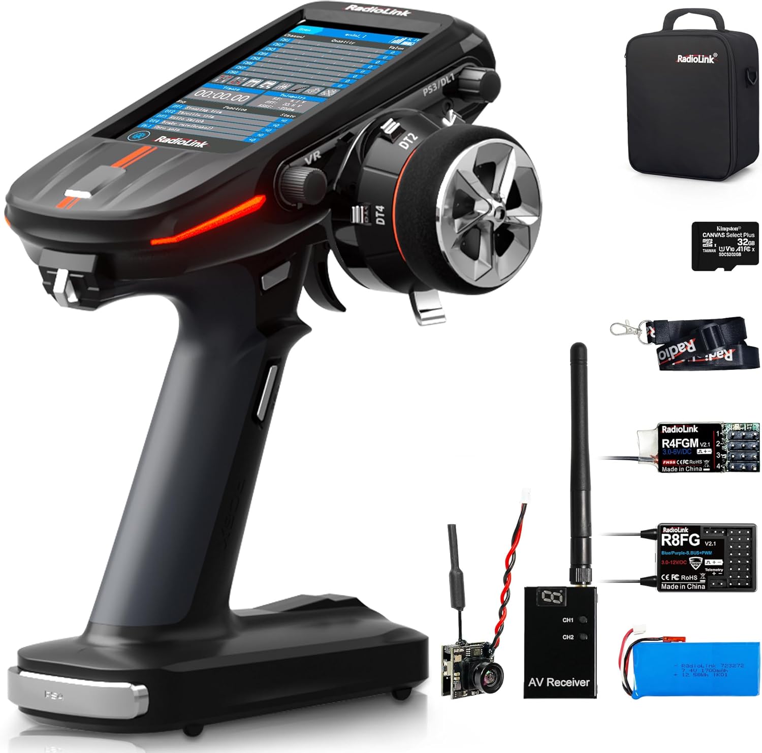 ATA HOBBY Radiolink RC8X 8CH 2.4G RC Transmitter and R8FG&R4FGM V2.1 Gyro Receivers, 5.8G 48CH Image Transmission Receiver&5.8G OSD Camera, for RC Drifting Crawler Cars Boats