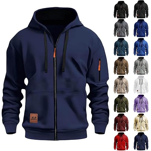 Hoodies for Men Casual Long Sleeve Full Zip Hooded Sweatshirts
