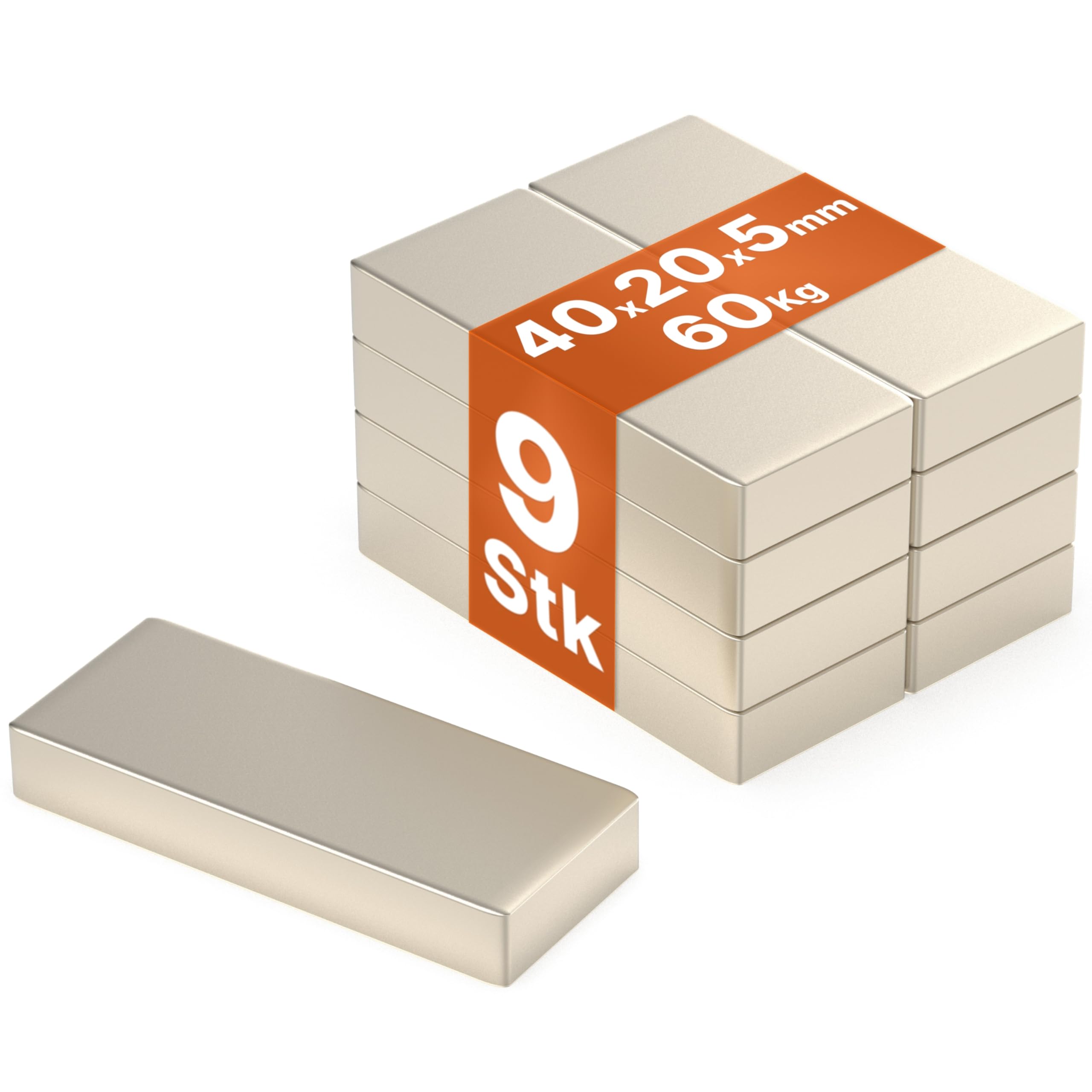 RICOO 40x20x5 NiCuNi Neodym Magnet extra stark Whiteboard Magnete für Magnettafel Mini Magneten starker Halt Supermagnete Minimagnete für Kühlschrank Würfelmagnete 9 Stück