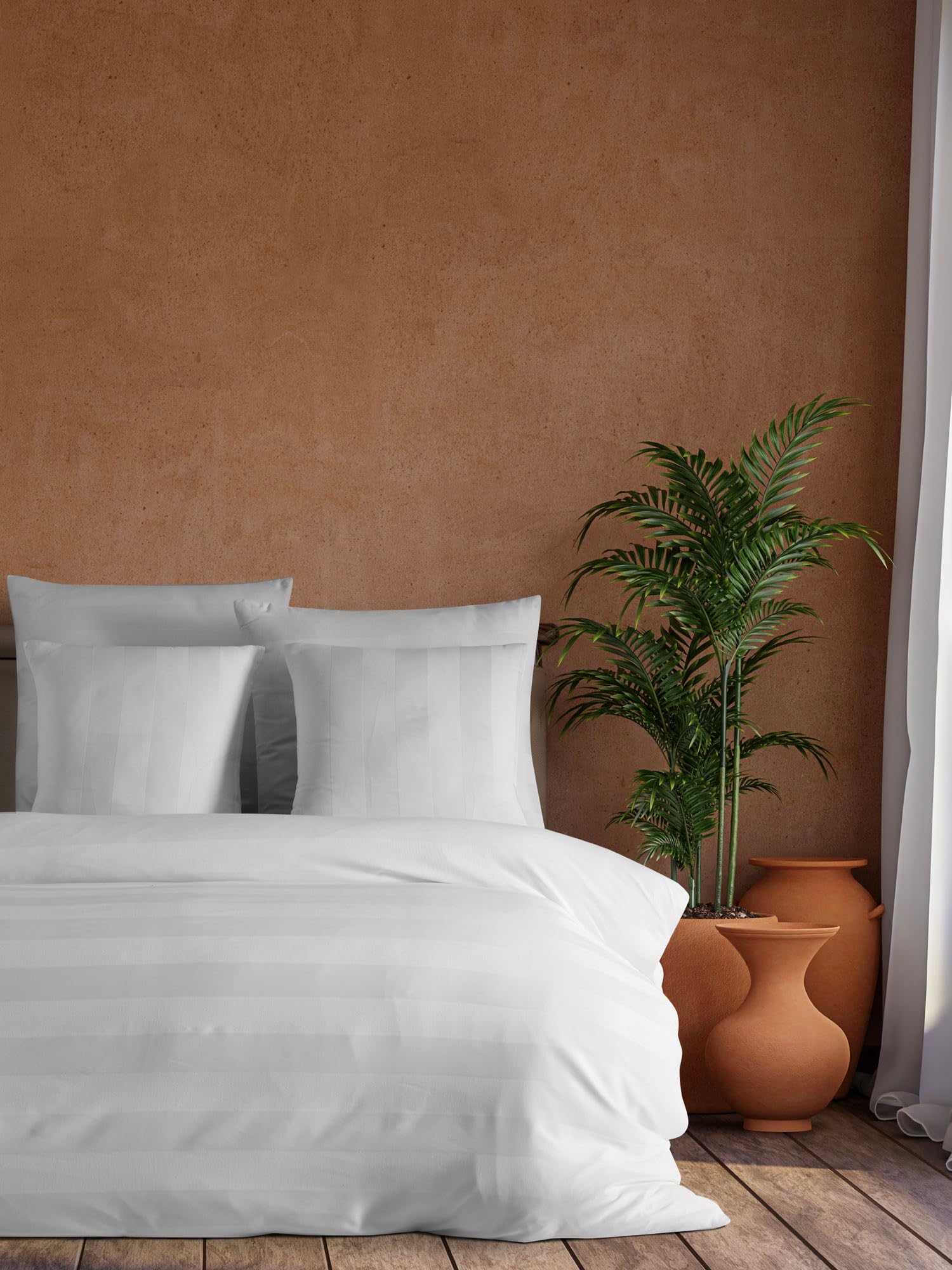 Nuit Des Rêves Double Quilt Cover Set (200 x 200 cm), White, 70% Cotton/30% Polyester, 2 Pillowcases (80 x 80 cm), Machine Washable, Elegant Button Closure