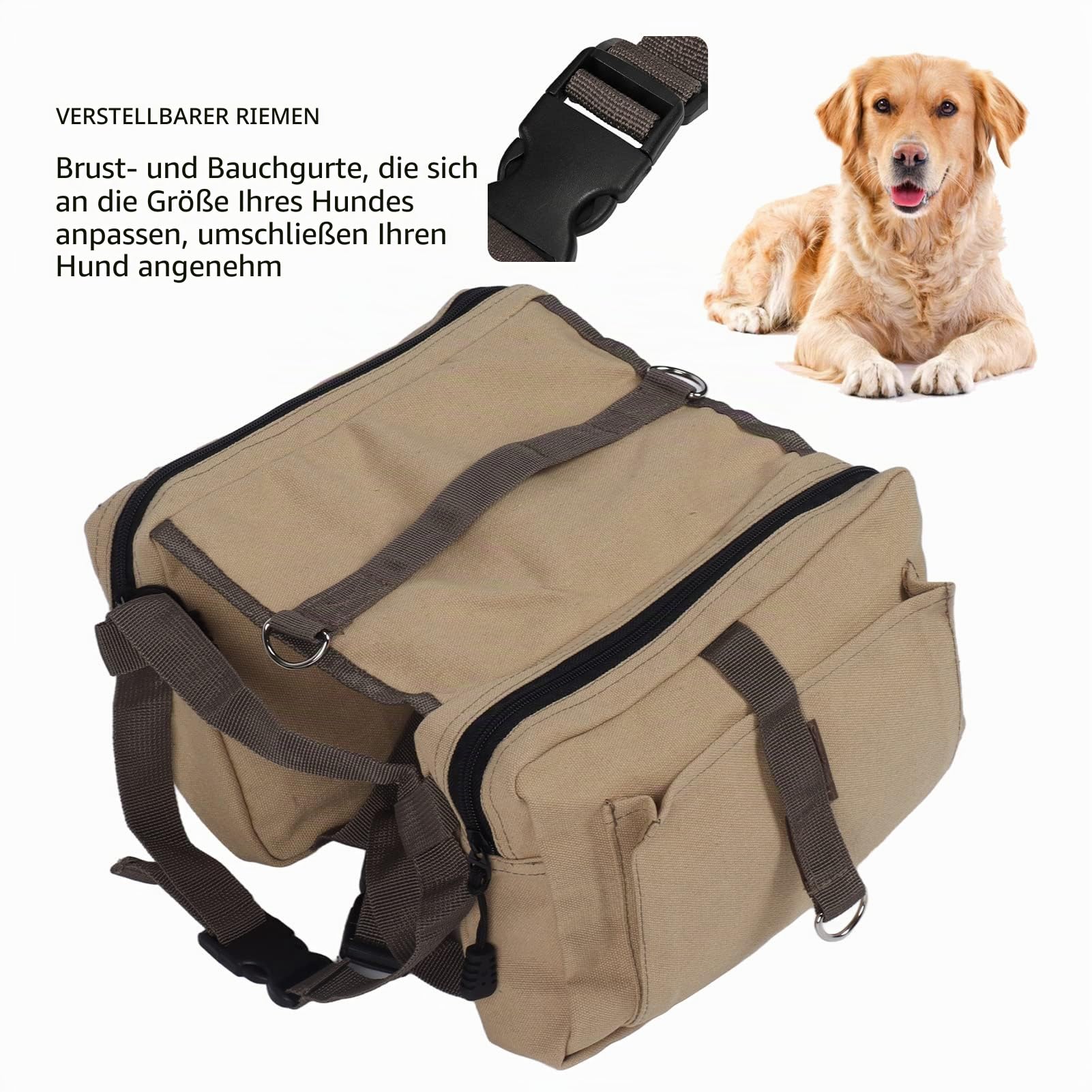 Hundesattelrucksack den Hund Zum Tragen Hunderucksackgeschirr Leichte Hunde-Camping-Satteltasche mit Taschen Outdoor-Wanderreisen