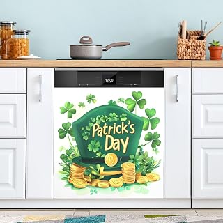 Qilmy Happy St. Patrick's Day Dishwasher Magnet Cover, Reuseable Refrigerator Magnet Cover Decal Washing Machine Microwave Magnet Stickers for Holiday Party Decor, 23 x 26 Inch