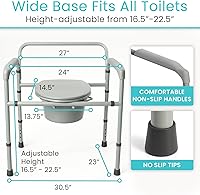 Vista 4 de Vive Bariatric Bedside 3-in-1 Commode 500 lb Capacity - Portable Folding Toilet Chair - Adjustable Height, Extra Wide Seat - Bucket Splash Guard