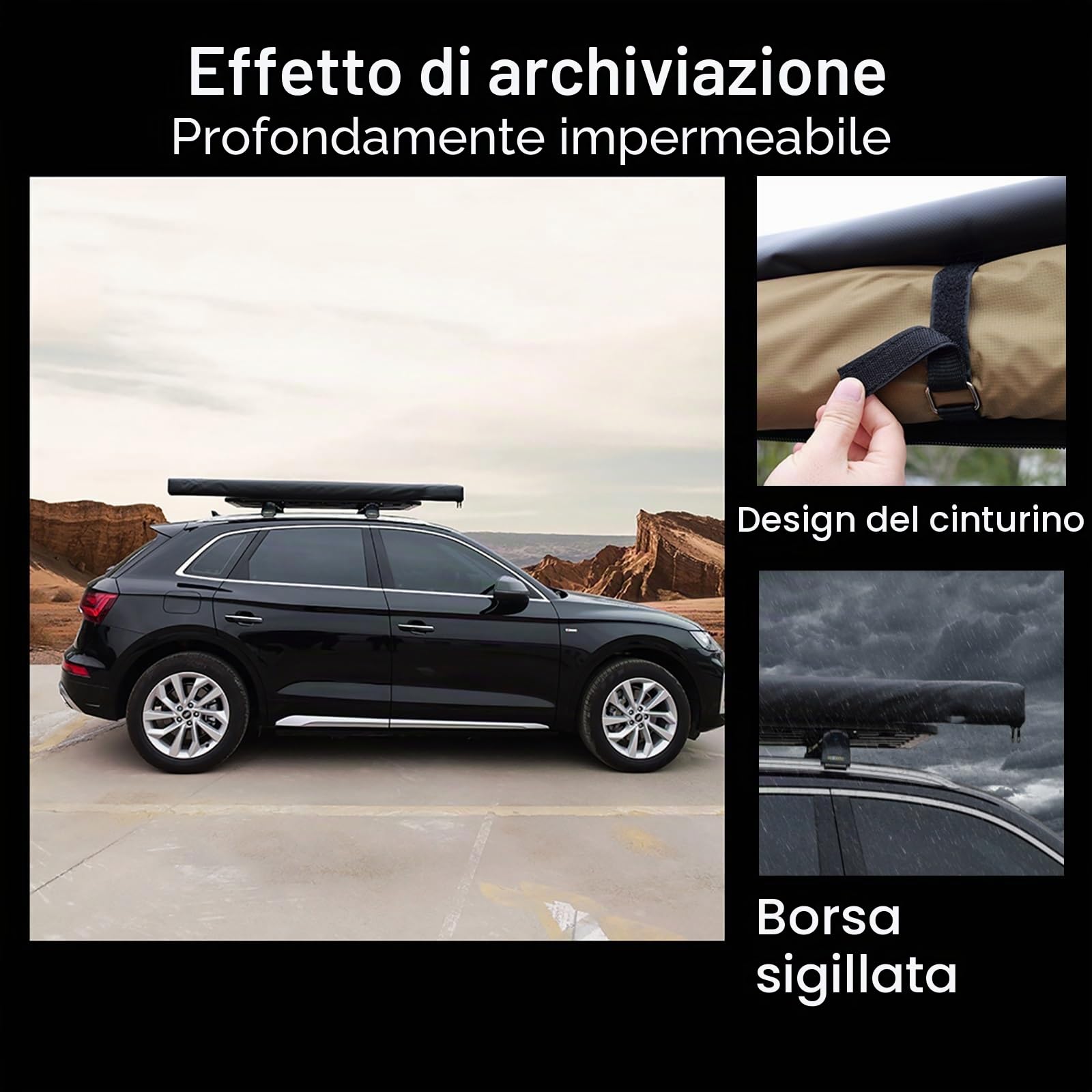 Tenda Campeggio Auto Tendalino per Auto PU5000mm 160x250cm per SUV Camion Furgone